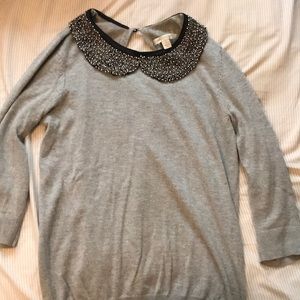 Embellished collared sweater